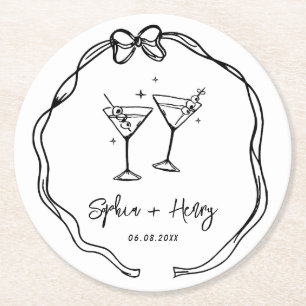Dessous-de-verre Rond En Papier Mariage Whimsical Bow