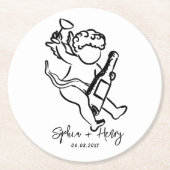 Dessous-de-verre Rond En Papier Mariage Whimsical Bow (Devant)