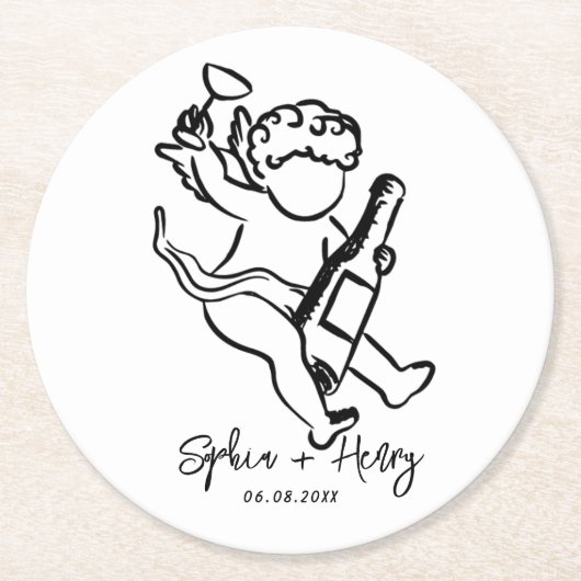 Dessous-de-verre Rond En Papier Mariage Whimsical Bow (Devant)