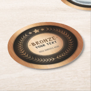 Dessous-de-verre Rond En Papier MÉDAILLE Bronze Champion DIY IMPRESSION PERSONNALI