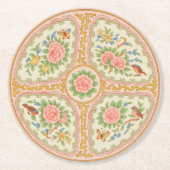Dessous-de-verre Rond En Papier Médaillon Antique Rose et Or Rose (Devant)