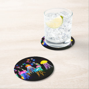 Dessous-de-verre Rond En Papier Méduses de lumières