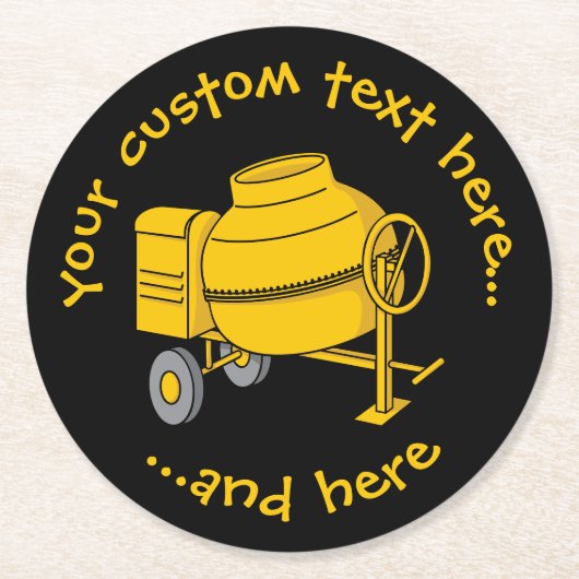 Dessous-de-verre Rond En Papier Mélangeur de béton (Devant)