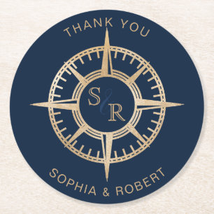 Dessous-de-verre Rond En Papier Merci Compass mariage Destination Passport