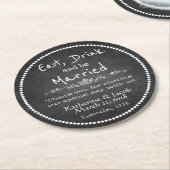 Dessous-de-verre Rond En Papier Merci Mariage Chalkboard Favoriser Dessous de verr (Incliné)