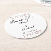 Dessous-de-verre Rond En Papier Merci Mariage du coeur (Incliné)