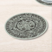 Dessous-de-verre Rond En Papier Mexicaine Aztec Sun Stone Maya Calendrier 1 (Incliné)