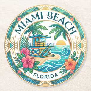 Dessous-de-verre Rond En Papier Miami Beach Floride