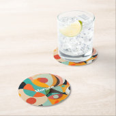 Dessous-de-verre Rond En Papier Mid Century Art moderne Monogramme ou nom, géométr (En situation)