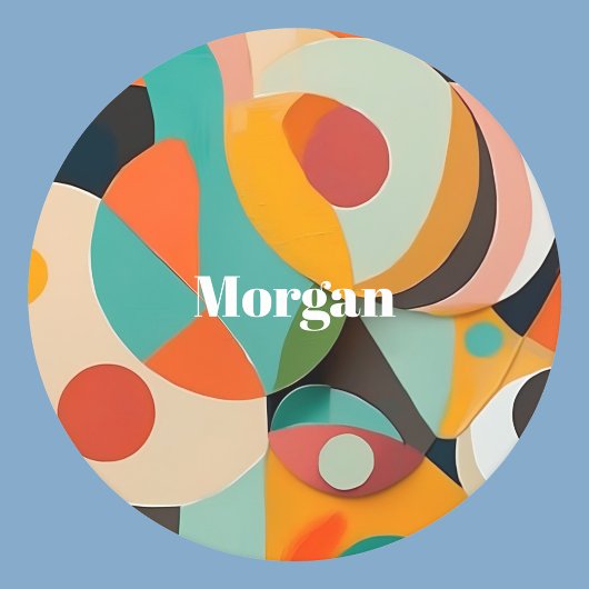 Dessous-de-verre Rond En Papier Mid Century Art moderne Monogramme ou nom, géométr