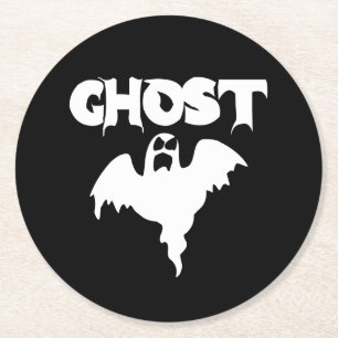 Dessous-de-verre Rond En Papier Mignon Fantôme Halloween Noir Et Blanc