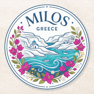 Dessous-de-verre Rond En Papier Milos Grèce