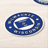 Dessous-de-verre Rond En Papier Milwaukee Wisconsin (Incliné)