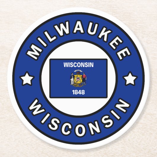 Dessous-de-verre Rond En Papier Milwaukee Wisconsin (Devant)