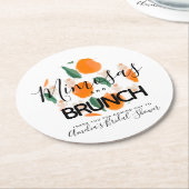 Dessous-de-verre Rond En Papier Mimosa Brunch Fête des mariées tirée main (Incliné)