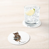 Dessous-de-verre Rond En Papier Mini Husky Wedding  (En situation)