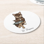 Dessous-de-verre Rond En Papier Mini Husky Wedding  (Incliné)