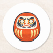 Dessous-de-verre Rond En Papier Minimal Daruma – Japanese Folk Art Coaster (Devant)