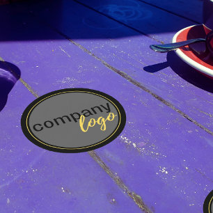 DESSOUS-DE-VERRE ROND EN PAPIER MINIMAL SOCIÉTÉ AFFAIRES LOGO PROMOTIONNEL NOIR