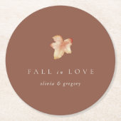 Dessous-de-verre Rond En Papier Minimaliste Feuille d'Automne "Tombez amoureux" Pe (Devant)