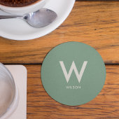 Dessous-de-verre Rond En Papier Mint Green Monogramme soirée personnelle