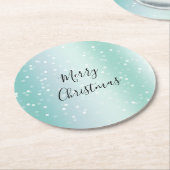 Dessous-de-verre Rond En Papier Mint White Bokeh Dots Celebration (Incliné)