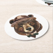Dessous-de-verre Rond En Papier Mode d'ours d'aquarelle (Incliné)