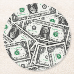 Dessous-de-verre Rond En Papier Modèle de billet d'un dollar
