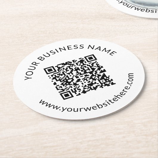 Dessous-de-verre Rond En Papier Modèle de code QR téléchargé avec texte modifiable (Incliné)