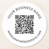 Dessous-de-verre Rond En Papier Modèle de code QR téléchargé avec texte modifiable (Devant)
