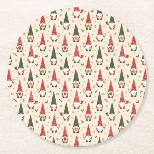 Dessous-de-verre Rond En Papier Modèle de fête de gnome de Noël