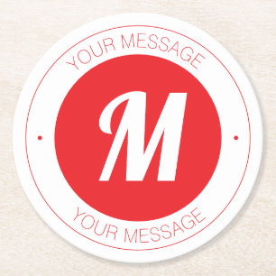 Dessous-de-verre Rond En Papier Modèle de monogramme personnalisable et de texte c