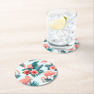 Dessous-de-verre Rond En Papier Modèle flamant