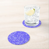 Dessous-de-verre Rond En Papier Modèle Floral Préféré, Bleu Périvent, (En situation)