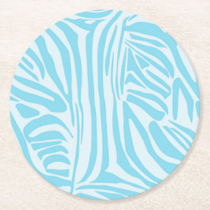 Dessous-de-verre Rond En Papier Modèle Zèbre Bleu