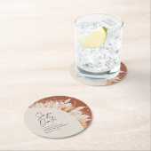 Dessous-de-verre Rond En Papier Moderne en terre cuite bohème pampas herbe élégant (En situation)