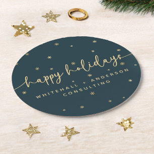 Dessous-de-verre Rond En Papier Moderne minimaliste Happy Holidays Nom d'entrepris