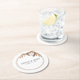 Dessous-de-verre Rond En Papier Moderne minimaliste Pampas Mariage de bouquet de g