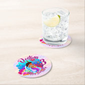 Dessous-de-verre Rond En Papier Modifier le nom d'âge Mermaid Anniversaire Fête Pe (En situation)