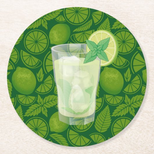 Dessous-de-verre Rond En Papier Mojito (Devant)