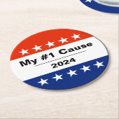 Dessous-de-verre Rond En Papier Mon numéro d'élection 2024 (Incliné)