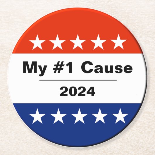 Dessous-de-verre Rond En Papier Mon numéro d'élection 2024 (Devant)