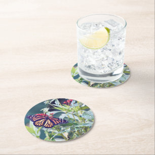 Dessous-de-verre Rond En Papier Monarch Butterfly dessous de verre de fête personn