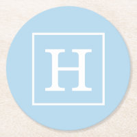 Monogram initial de Powder Blue White Framed