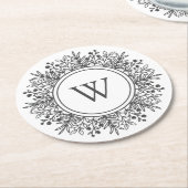 Dessous-de-verre Rond En Papier Monogram Snowflake Noël (Incliné)