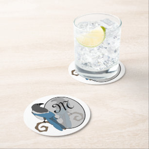 Dessous-de-verre Rond En Papier Monogramme à pâte noire