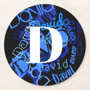 Dessous-de-verre Rond En Papier Monogramme bleu créatif