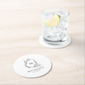 Dessous-de-verre Rond En Papier Monogramme classique noir et blanc Papier rond Coa (En situation)