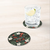 Dessous-de-verre Rond En Papier Monogramme de la couronne de Noël| Nom Noël (En situation)