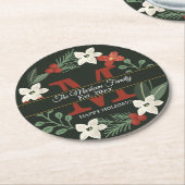 Dessous-de-verre Rond En Papier Monogramme de la couronne de Noël| Nom Noël (Incliné)